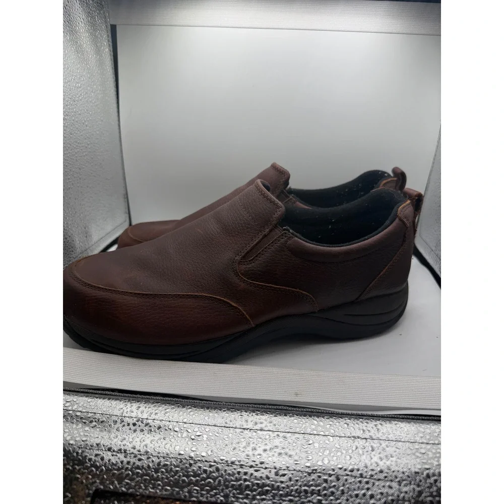 LL Bean Mens Brown Leather Slip On Shoes Loafers 11.5 Wide 257064